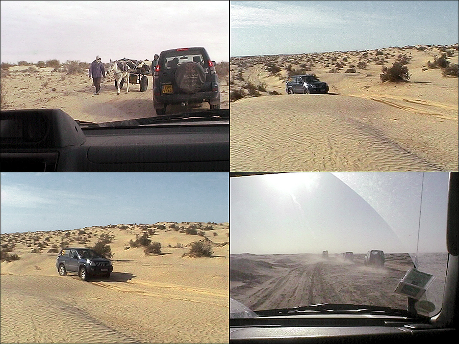 tun_j3v sequence 2 dunettes.jpg - Tozeur-Douz, décembre 2004 - janvier 2005, 3ème étape zones dunaires et pistes sableuses avant l'arrivée à  Douz Odette Pillet séquence video